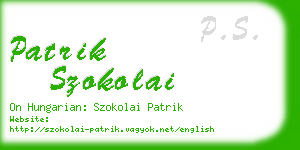 patrik szokolai business card